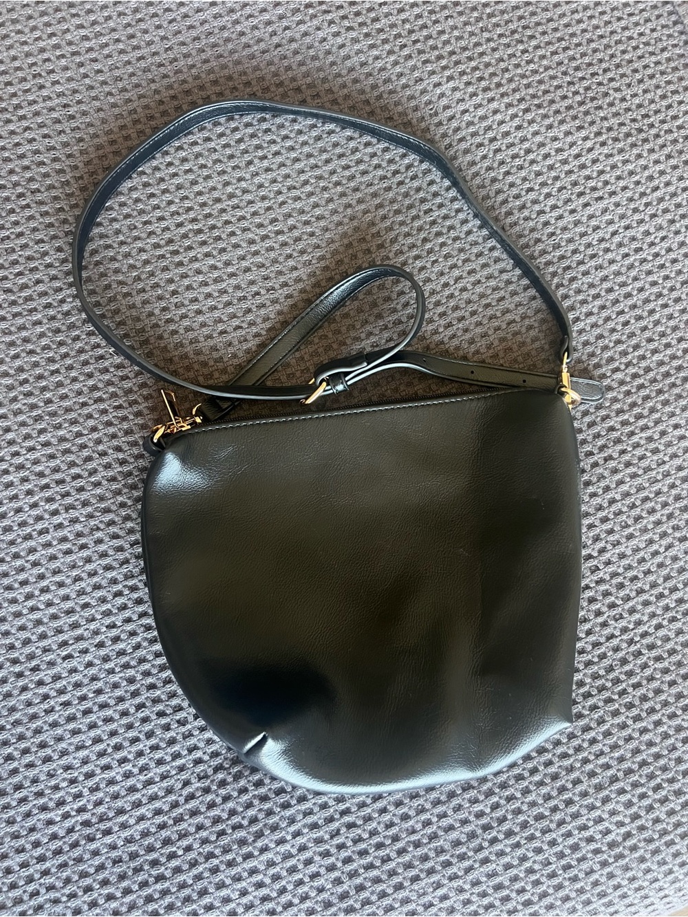Anthropologie Black Leather Shoulder Bag with Gold Hardware